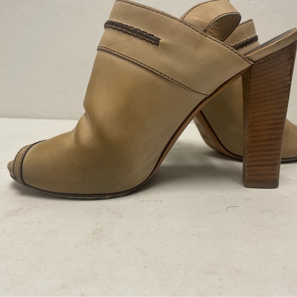 Chloe Made in Italy Slingback Peep Toe Heeled Mules in Tan Size 39 1/2 - Picture 7 of 9